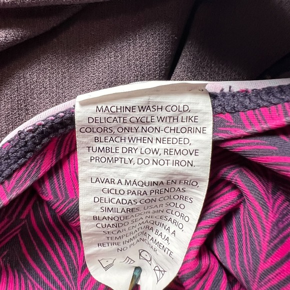 EDDIE BAUER Pink Navy One Piece Swimsuit Women's Size L Criss Cross Back - Picture 5 of 6